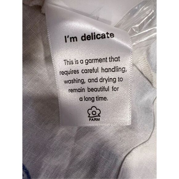 FARM Rio Women's White Blue Mystic Lotus Print Linen Blend Maxi Dress Small NWOT - Picture 16 of 16